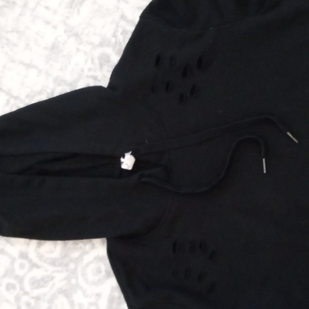 Cable & gauge ripped black hoody sweatshirt